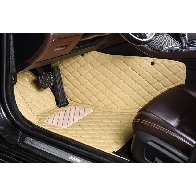 Buy Beige Luxury Leather Diamond Car Floor Mats