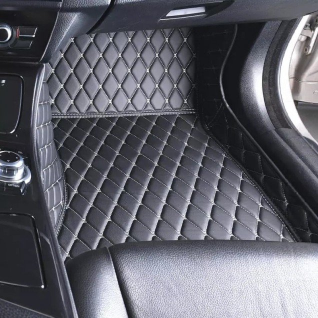 Buy Black and Beige Stitching Luxury Leather Diamond Car Floor Mats Buy Black and Beige Stitching Luxury Leather Diamond Car Floor Mats