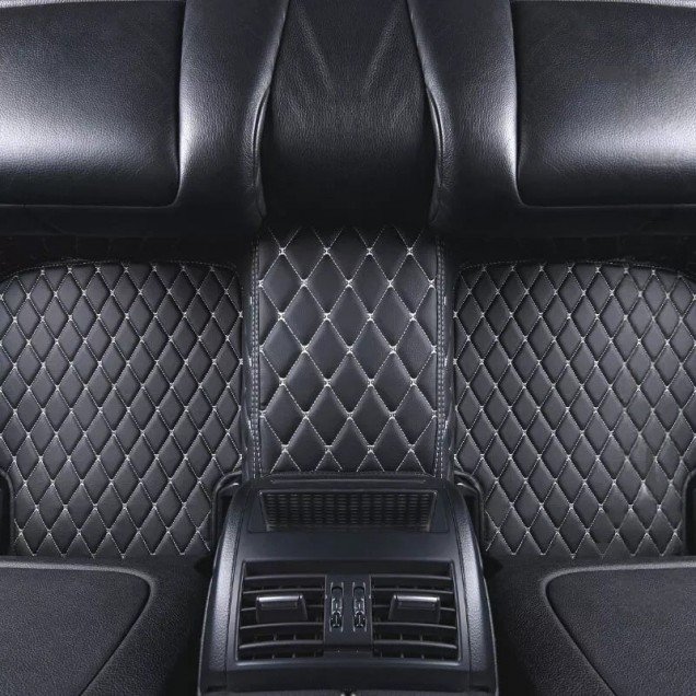 Buy Black and Beige Stitching Luxury Leather Diamond Car Floor Mats Buy Black and Beige Stitching Luxury Leather Diamond Car Floor Mats