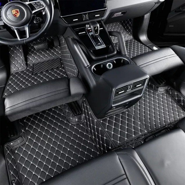 Buy Black and Beige Stitching Luxury Leather Diamond Car Floor Mats Buy Black and Beige Stitching Luxury Leather Diamond Car Floor Mats