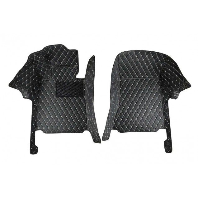 Buy Black and Beige Stitching Luxury Leather Diamond Car Floor Mats Buy Black and Beige Stitching Luxury Leather Diamond Car Floor Mats