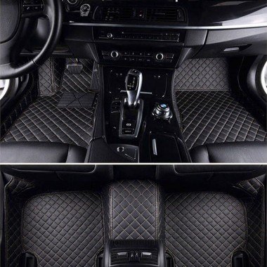 Buy Black and Beige Stitching Luxury Leather Diamond Car Mats