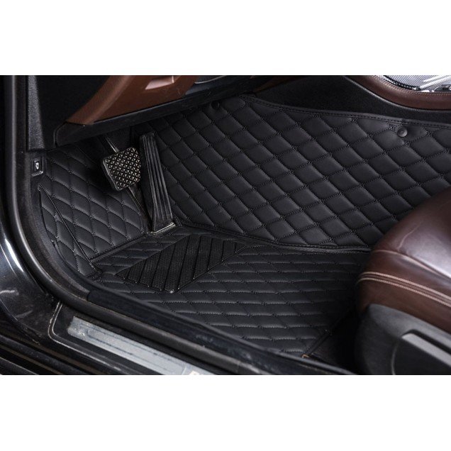 Buy Black and Black Stitching Luxury Leather Diamond Car Floor Mats Buy Black and Black Stitching Luxury Leather Diamond Car Floor Mats