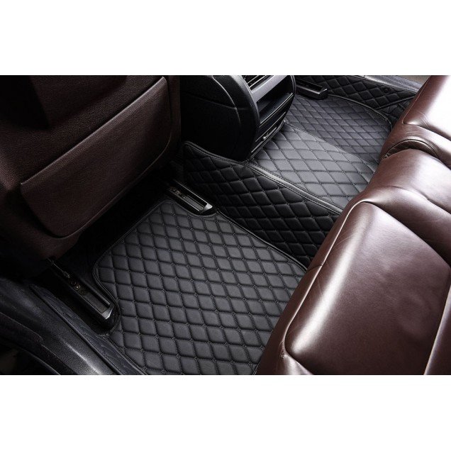 Buy Black and Black Stitching Luxury Leather Diamond Car Floor Mats Buy Black and Black Stitching Luxury Leather Diamond Car Floor Mats