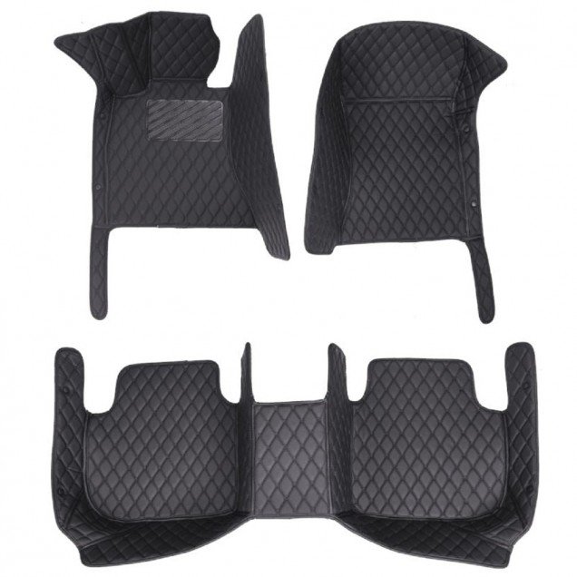 Buy Black and Black Stitching Luxury Leather Diamond Car Floor Mats Buy Black and Black Stitching Luxury Leather Diamond Car Floor Mats