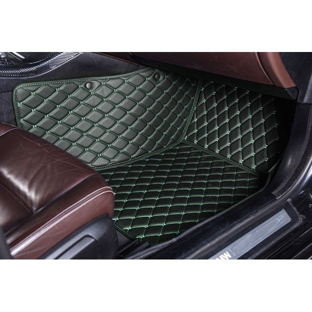 Buy Black and Green Stitching Luxury Leather Diamond Car Floor Mats Buy Black and Green Stitching Luxury Leather Diamond Car Floor Mats