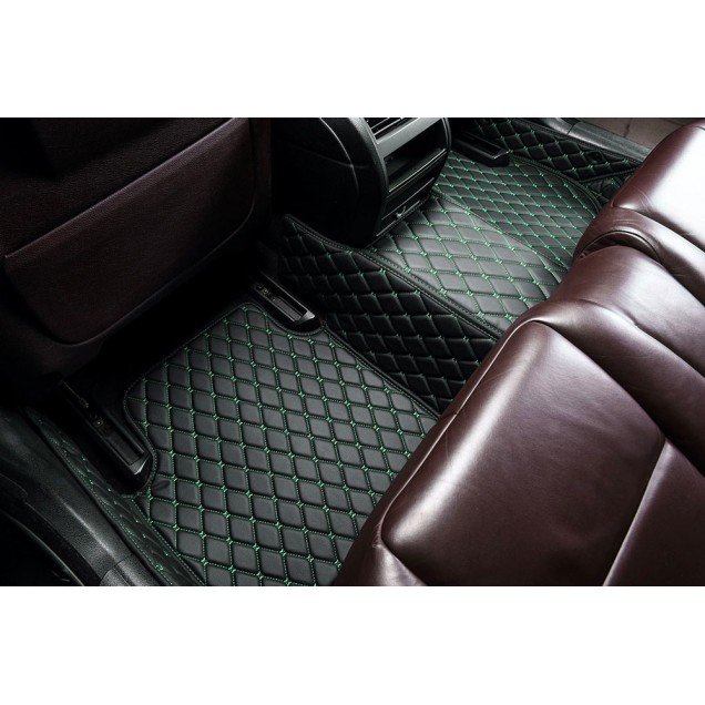 Buy Black and Green Stitching Luxury Leather Diamond Car Floor Mats Buy Black and Green Stitching Luxury Leather Diamond Car Floor Mats