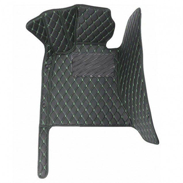 Buy Black and Green Stitching Luxury Leather Diamond Car Floor Mats Buy Black and Green Stitching Luxury Leather Diamond Car Floor Mats