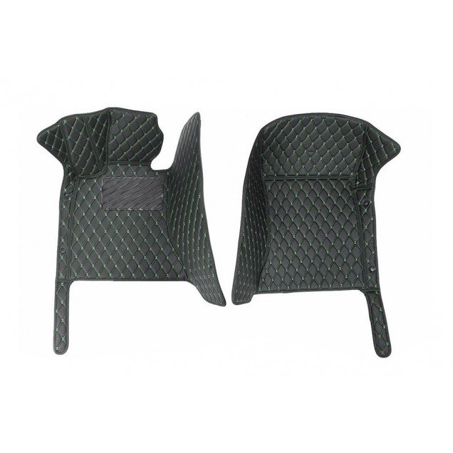 Buy Black and Green Stitching Luxury Leather Diamond Car Floor Mats Buy Black and Green Stitching Luxury Leather Diamond Car Floor Mats