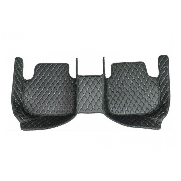 Buy Black and Green Stitching Luxury Leather Diamond Car Floor Mats Buy Black and Green Stitching Luxury Leather Diamond Car Floor Mats