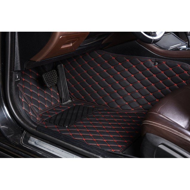 Buy Black and Red Stitching Luxury Leather Diamond Car Floor Mats Buy Black and Red Stitching Luxury Leather Diamond Car Floor Mats