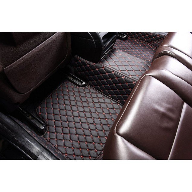 Buy Black and Red Stitching Luxury Leather Diamond Car Floor Mats Buy Black and Red Stitching Luxury Leather Diamond Car Floor Mats