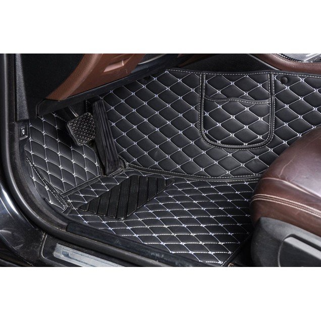 Buy Black and White Stitching Luxury Leather Diamond Car Floor Mats Buy Black and White Stitching Luxury Leather Diamond Car Floor Mats