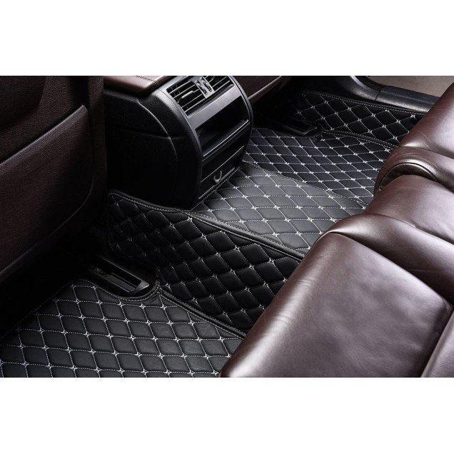Buy Black and White Stitching Luxury Leather Diamond Car Floor Mats Buy Black and White Stitching Luxury Leather Diamond Car Floor Mats