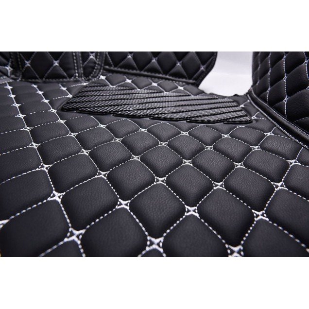 Buy Black and White Stitching Luxury Leather Diamond Car Floor Mats Buy Black and White Stitching Luxury Leather Diamond Car Floor Mats