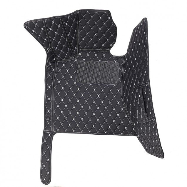 Buy Black and White Stitching Luxury Leather Diamond Car Floor Mats Buy Black and White Stitching Luxury Leather Diamond Car Floor Mats
