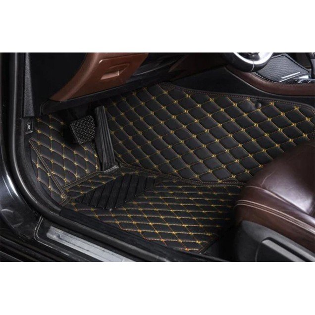 Buy Black and Yellow Stitching Luxury Leather Diamond Car Floor Mats Buy Black and Yellow Stitching Luxury Leather Diamond Car Floor Mats