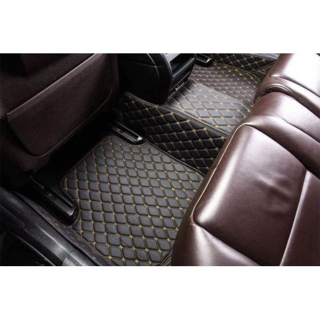 Buy Black and Yellow Stitching Luxury Leather Diamond Car Floor Mats Buy Black and Yellow Stitching Luxury Leather Diamond Car Floor Mats