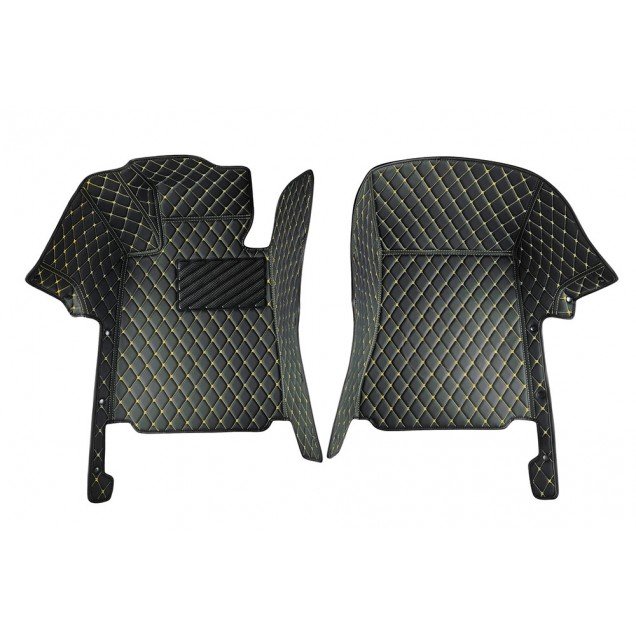 Buy Black and Yellow Stitching Luxury Leather Diamond Car Floor Mats Buy Black and Yellow Stitching Luxury Leather Diamond Car Floor Mats