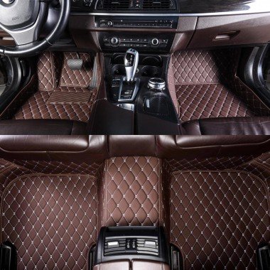 Buy Dark Brown Luxury Leather Diamond Car Floor Mats