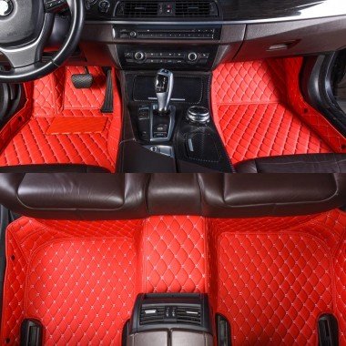 Buy Red Luxury Leather Diamond Car Floor Mats