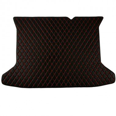Buy Black and Red Stitching Luxury Leather Diamond Trunk Base Car Mats