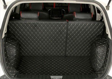 Buy Black and Beige Stitching Full Cover Luxury Leather Diamond Trunk Car Floor Mats