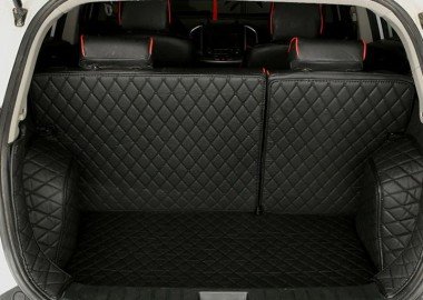 Buy Black and Black Stitching Full Cover Luxury Leather Diamond Trunk Car Floor Mats