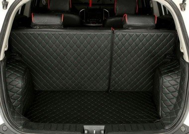 Buy Black and Green Stitching Full Cover Luxury Leather Diamond Trunk Car Floor Mats