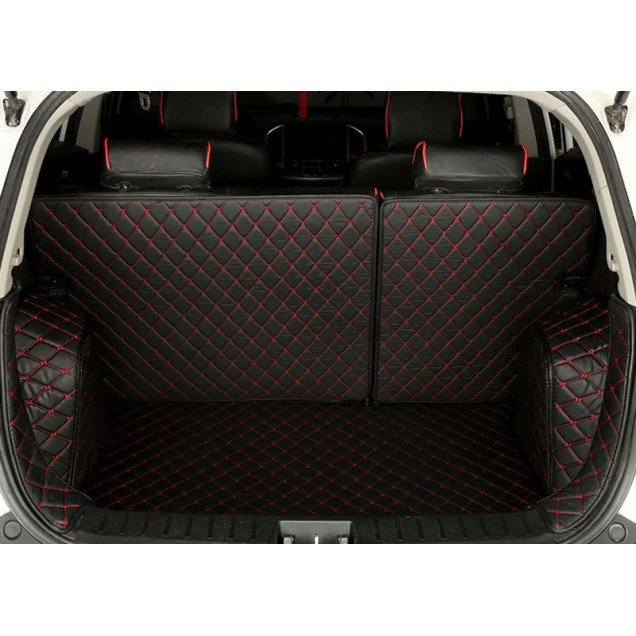 Buy Black and Red Stitching Full Cover Luxury Leather Diamond Trunk Car Floor Mats Buy Black and Red Stitching Full Cover Luxury Leather Diamond Trunk Car Floor Mats