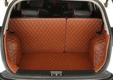 Buy Brown Full Cover Luxury Leather Diamond Trunk Car Floor Mats