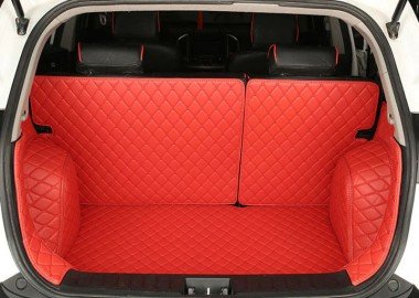 Buy Red Full Cover Luxury Leather Diamond Trunk Car Floor Mats