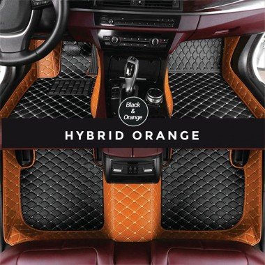 Buy Black and Orange Hybrid Mode Premium Diamond Car Floor Mats