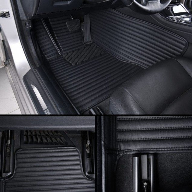 Buy Black Luxury Leather Stripe Car Floor Mats Buy Black Luxury Leather Stripe Car Floor Mats
