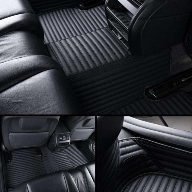 Buy Black Luxury Leather Stripe Car Floor Mats Buy Black Luxury Leather Stripe Car Floor Mats