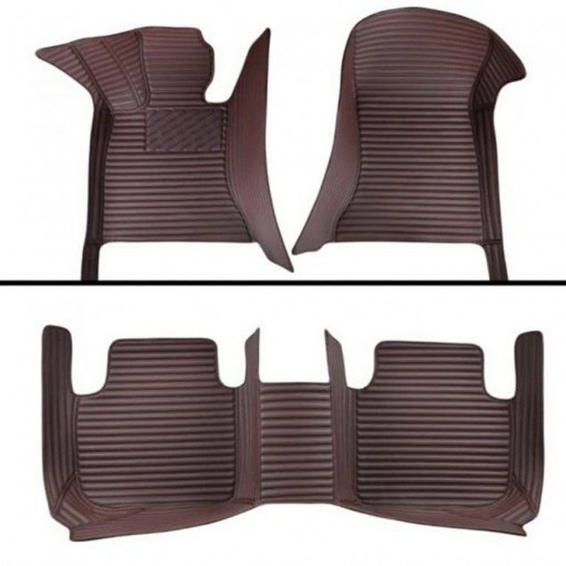 Buy Dark Brown Luxury Leather Stripe Car Floor Mats Buy Dark Brown Luxury Leather Stripe Car Floor Mats