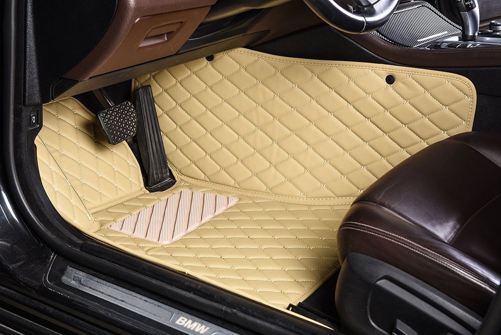 Buy Beige Luxury Leather Diamond Car Mats