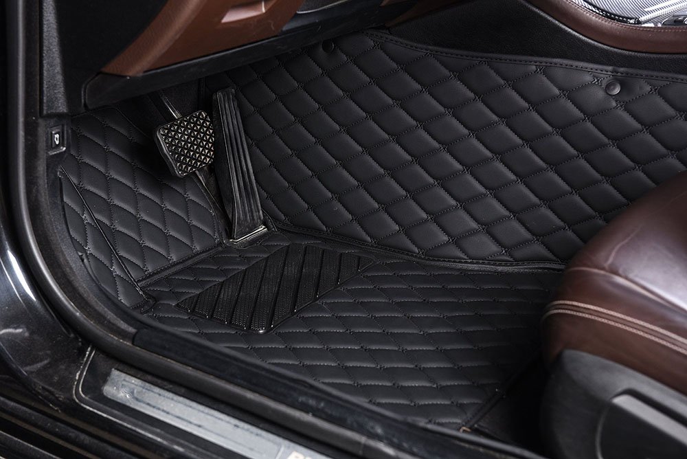 Buy Black and Black Stitching Custom Diamond Car Mats