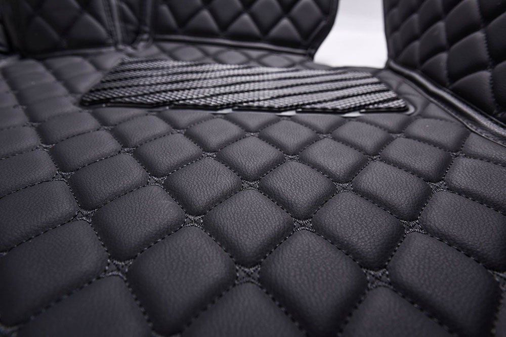 Buy Black and Black Stitching Luxury Leather Diamonds Car Floor Mats