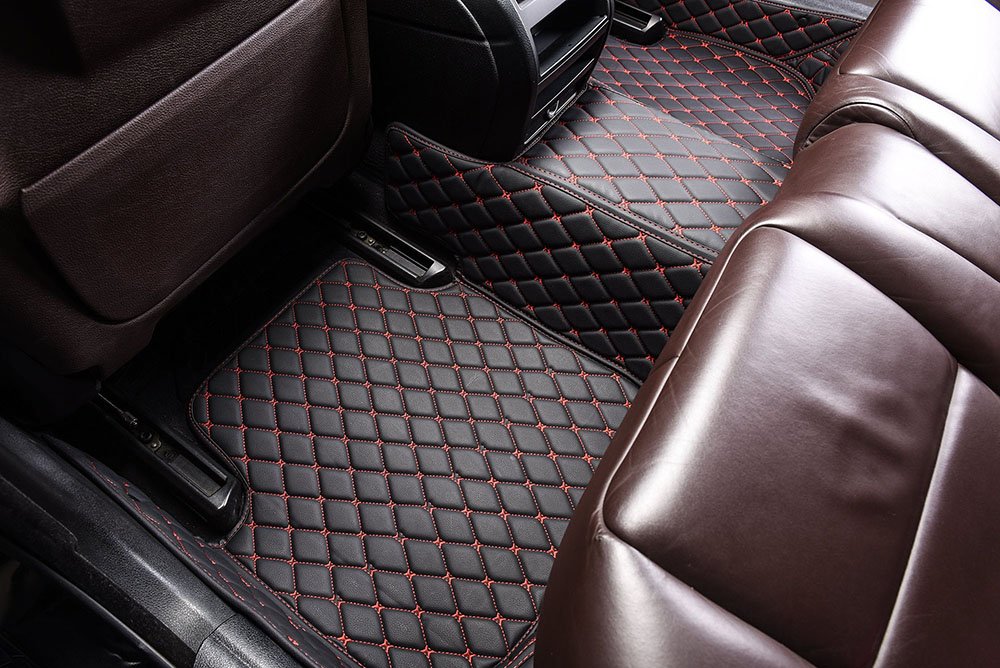 Buy Black and Red Stitching Custom Diamond Car Mats