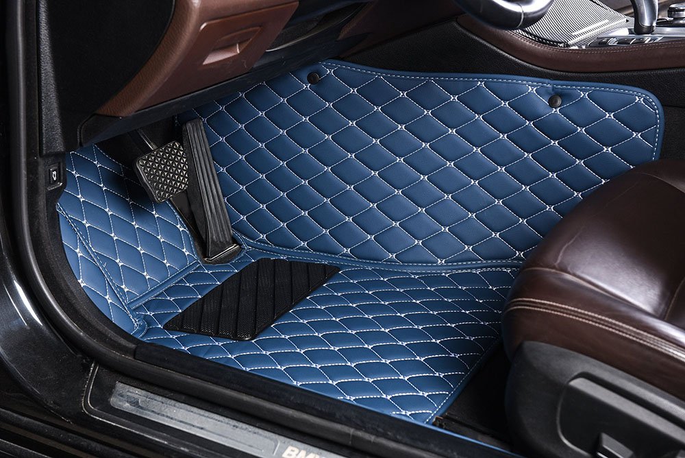 Buy Blue Luxury Leather Diamond Car Mats