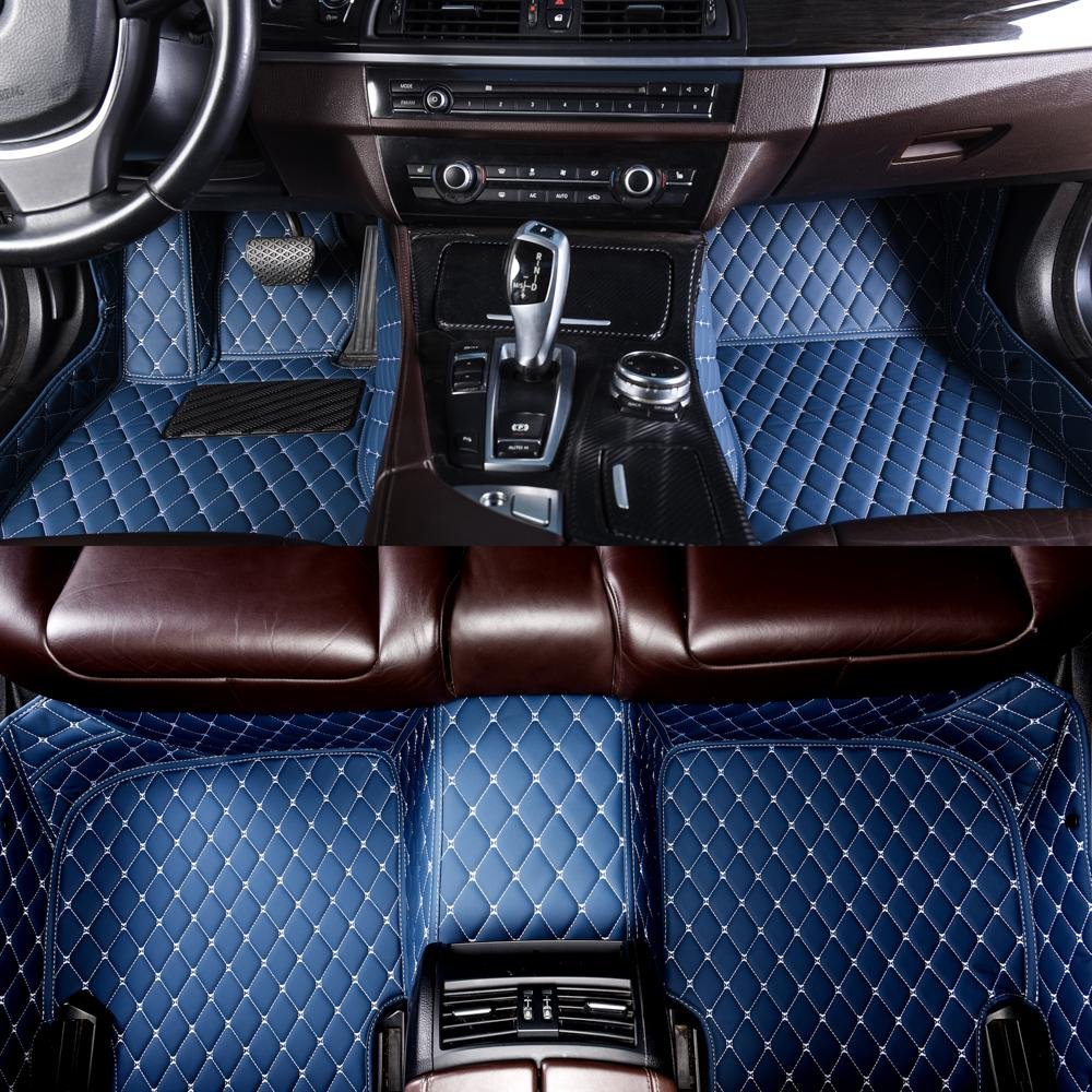 Buy Blue Luxury Leather Diamond Car Mats