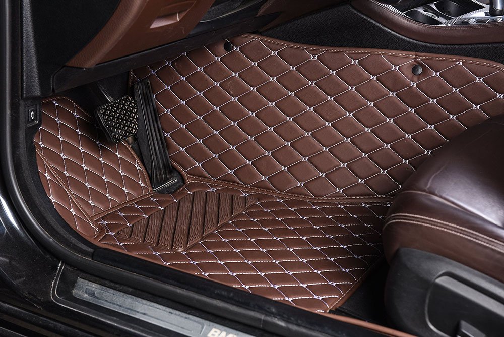 Buy Dark Brown Luxury Leather Diamond Car Mats