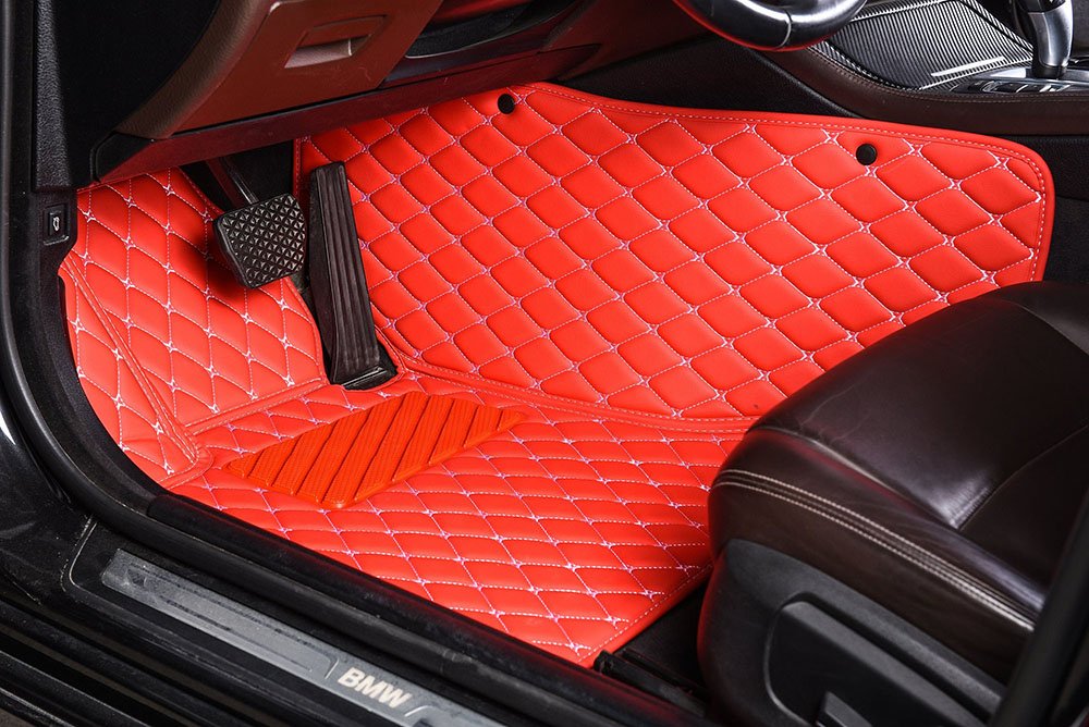 Buy Red Luxury Leather Diamond Car Mats