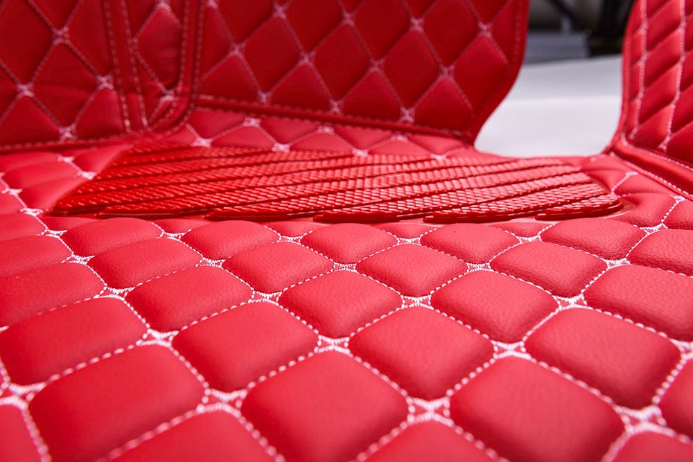 Buy Red Luxury Leather Diamonds Car Floor Mats
