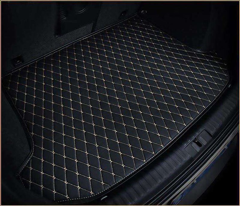 Buy Black and Beige Stitching Luxury Leather Diamond Trunk Base Mats