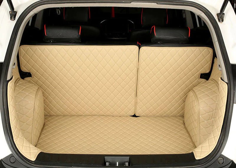 Buy Beige Full Cover Luxury Leather Diamond Trunk Car Mats