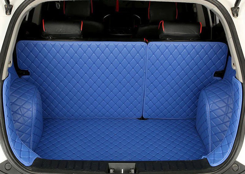 Buy Blue Full Cover Luxury Leather Diamond Trunk Car Mats