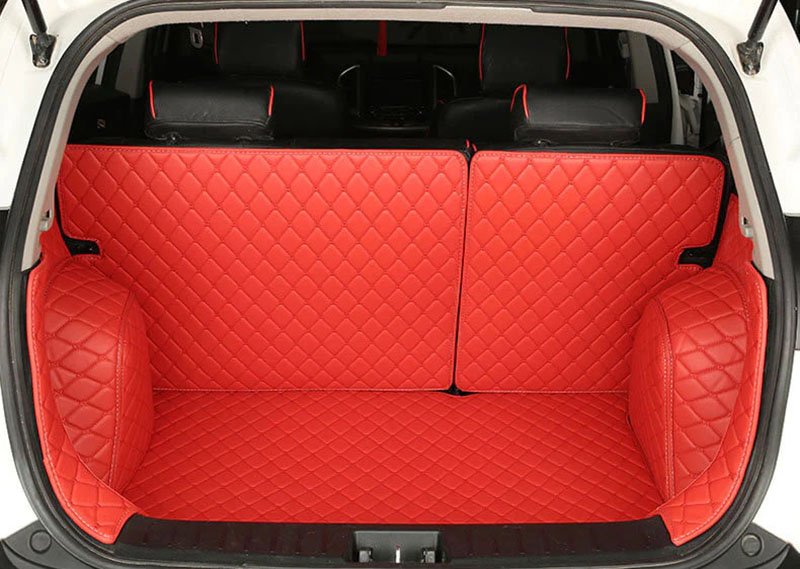 Buy Red Full Cover Luxury Leather Diamond Trunk Car Mats