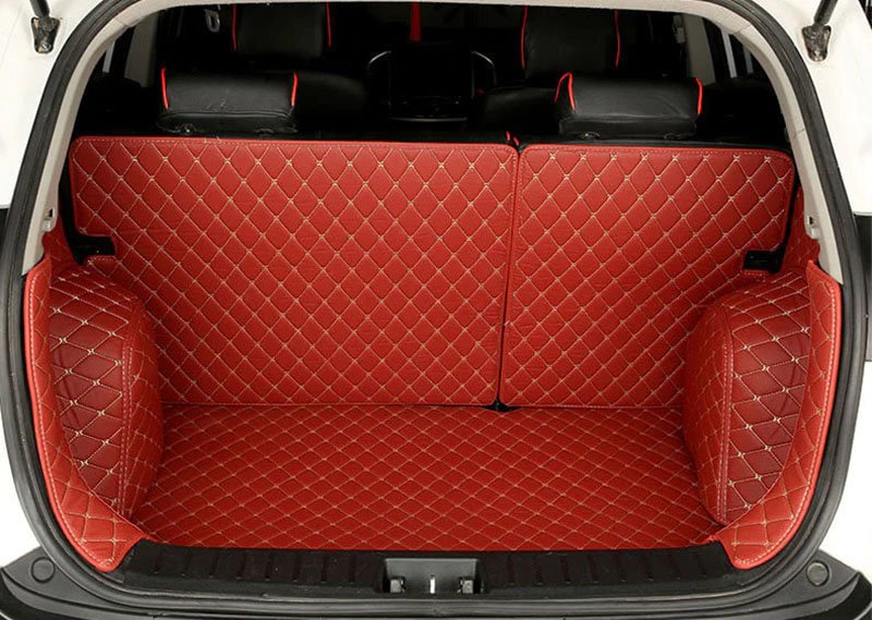 Buy Wine Red Full Cover Luxury Leather Diamond Trunk Car Mats